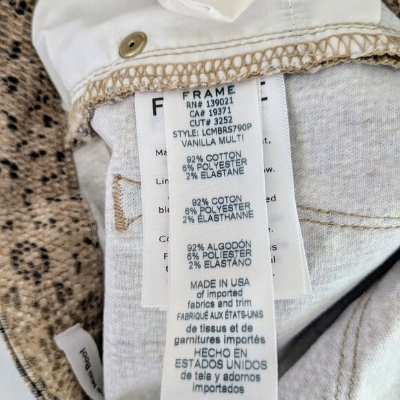 FRAME Denim Women's Mini Boot Cut Jeans  Size 25  Vanilla Multi Snakeski - Picture 7 of 7